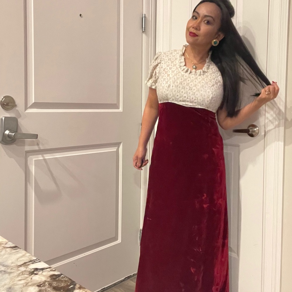 Preloved vintage lace and velvet gown